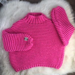 Fobya Hot Pink Oversized Chunky Knit Sweater S / M